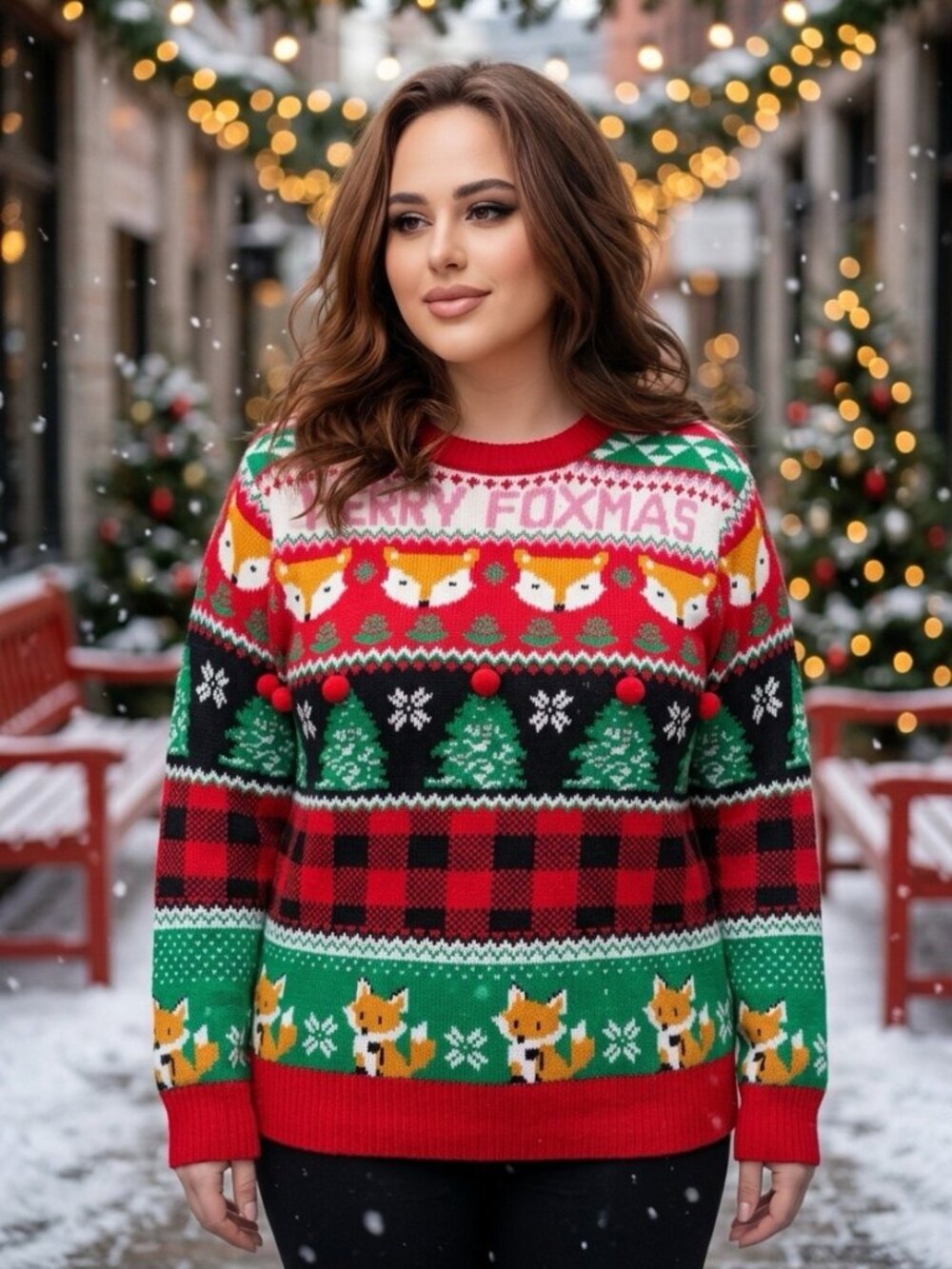 Urban Heritage Foxy Ugly Christmas Chunky Sweater Womens XL Holiday Party Event